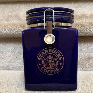 Vintage Starbucks Blue Coffee Canister, Ceramic, EUC